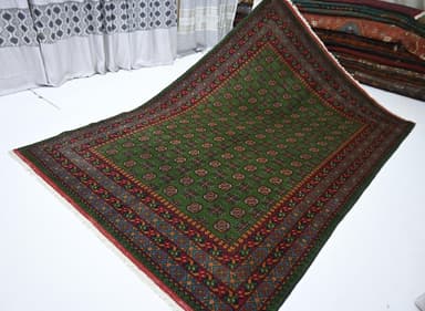 Large Green Area Rug 7x10 Afghan Mowri Rug, Hand-knotted Fine Wool Rug, Turkmen Tribal Rug, Living Rug Rug, Oriental Rug 200x300 cm Area Rug