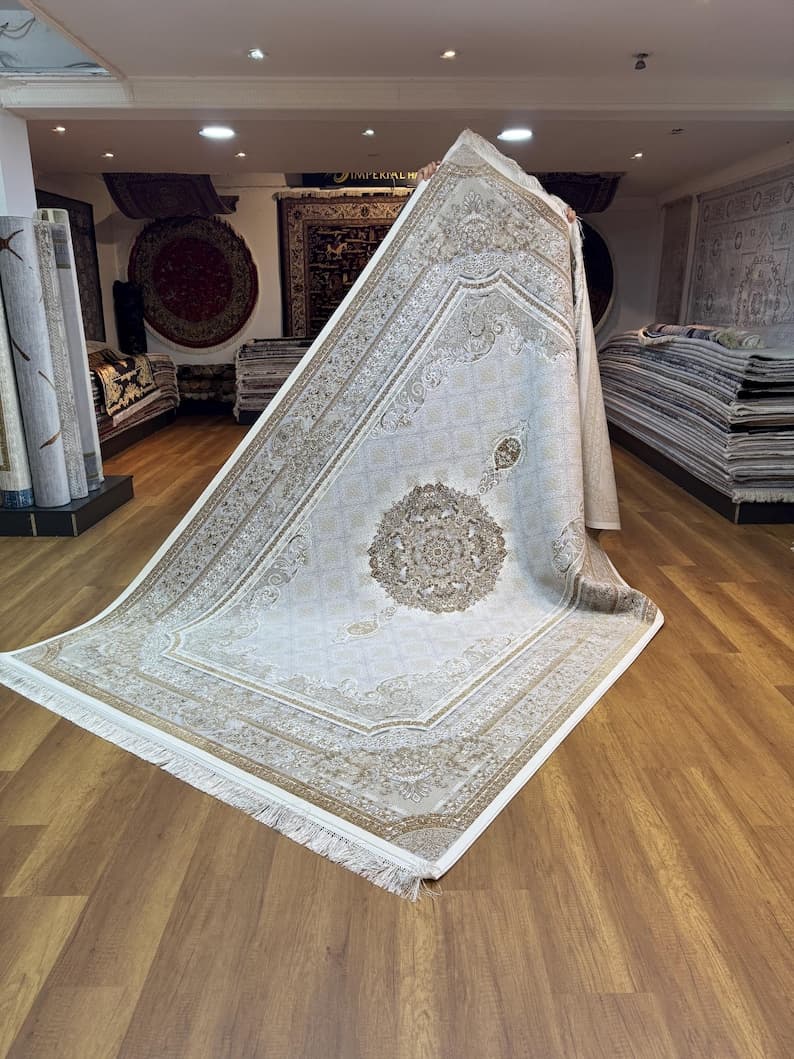7x10 Silk Area Rug, Luxury Silk Rug, Top Quality Silk Rug, Bamboo Silk Rug, Gold Oriental Rug, Palace Silk Rug, LivingRoom Rug, Gorgeous Rug