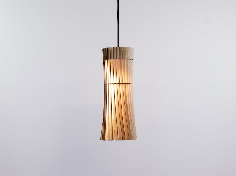 Handmade Baltic Birch Pendant Light - Modern Wood Lampshade