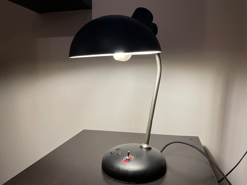German Industrial Desk Lamp Black Vintage Adjustable Light for Workspace & Home Office Lighting
