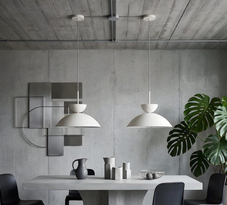 Modern Bowl Dome Pendant Light – Mid-Century Double Shade Metal Hanging Ceiling Lamp for Kitchen Island, Dining Table, Living Room & Bedroom