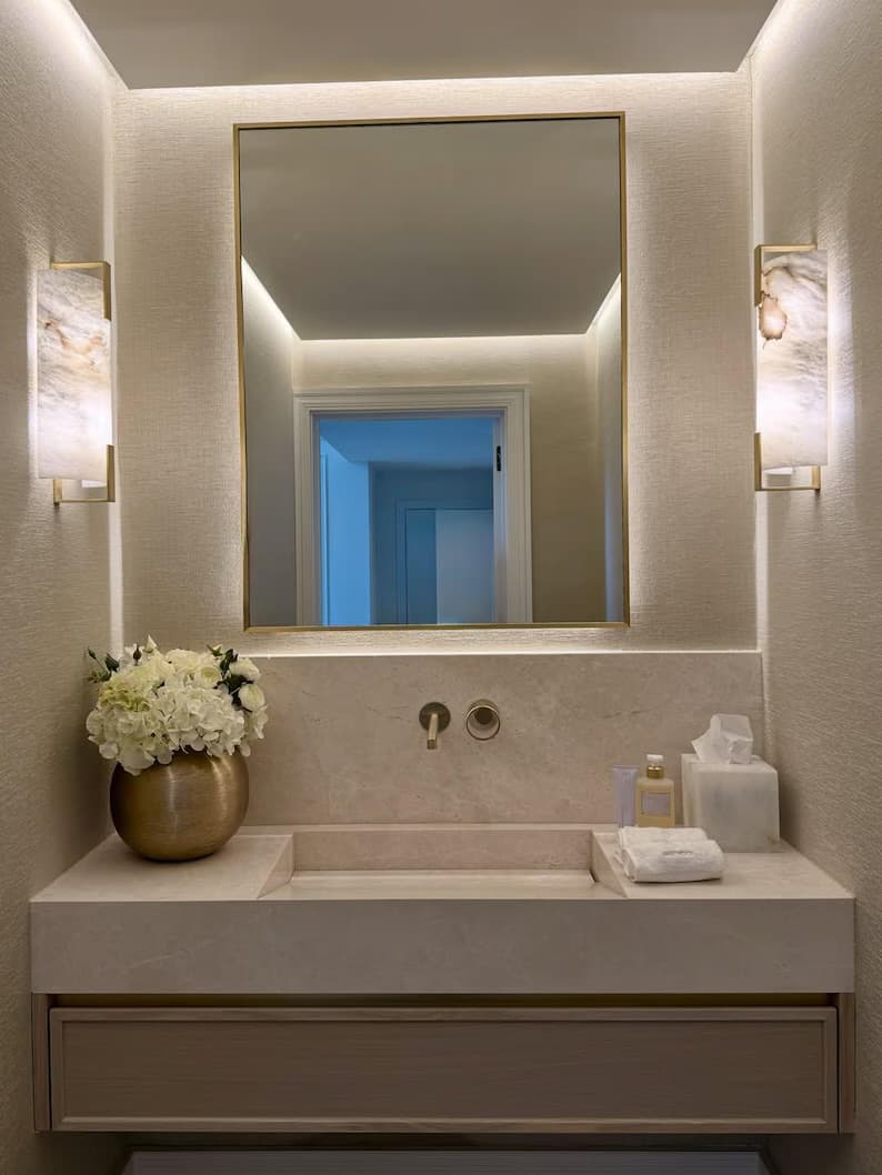 Handmade Beige Marble Bathroom Sink with Backsplash: Hidden Expenses Modern Vanity