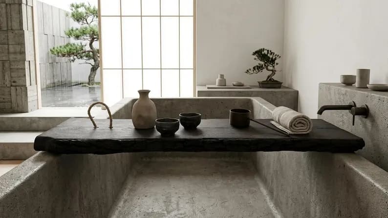 Yakisugi Charred Wood Bath Tray, Japandi Zen Spa Decor, 90cm Custom Bath Board