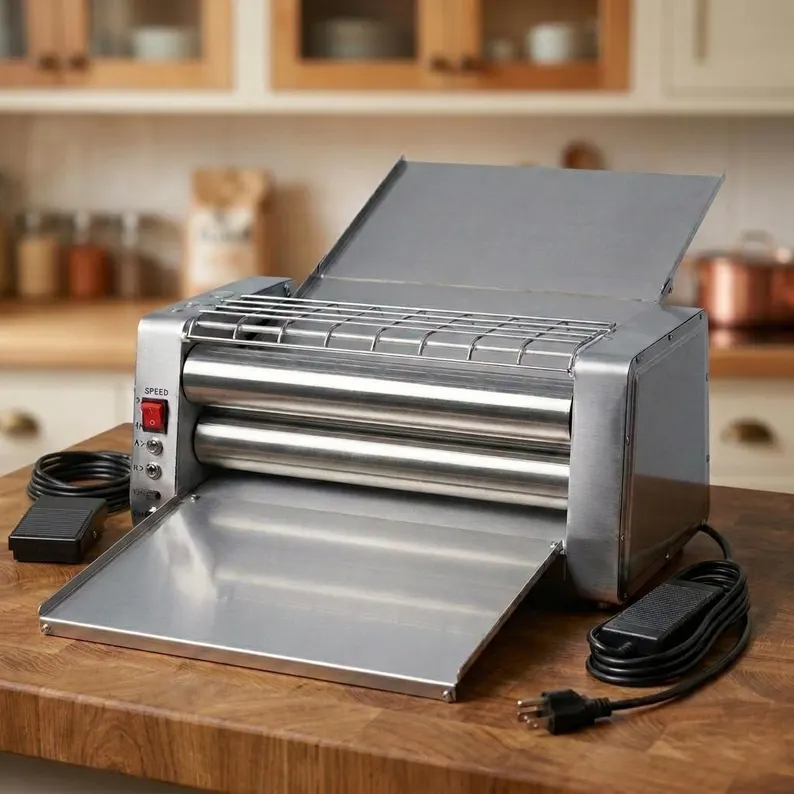 Electric Dough Sheeter Machine BeFav for professional and home use, Foot Pedal Control, Stainless Steel