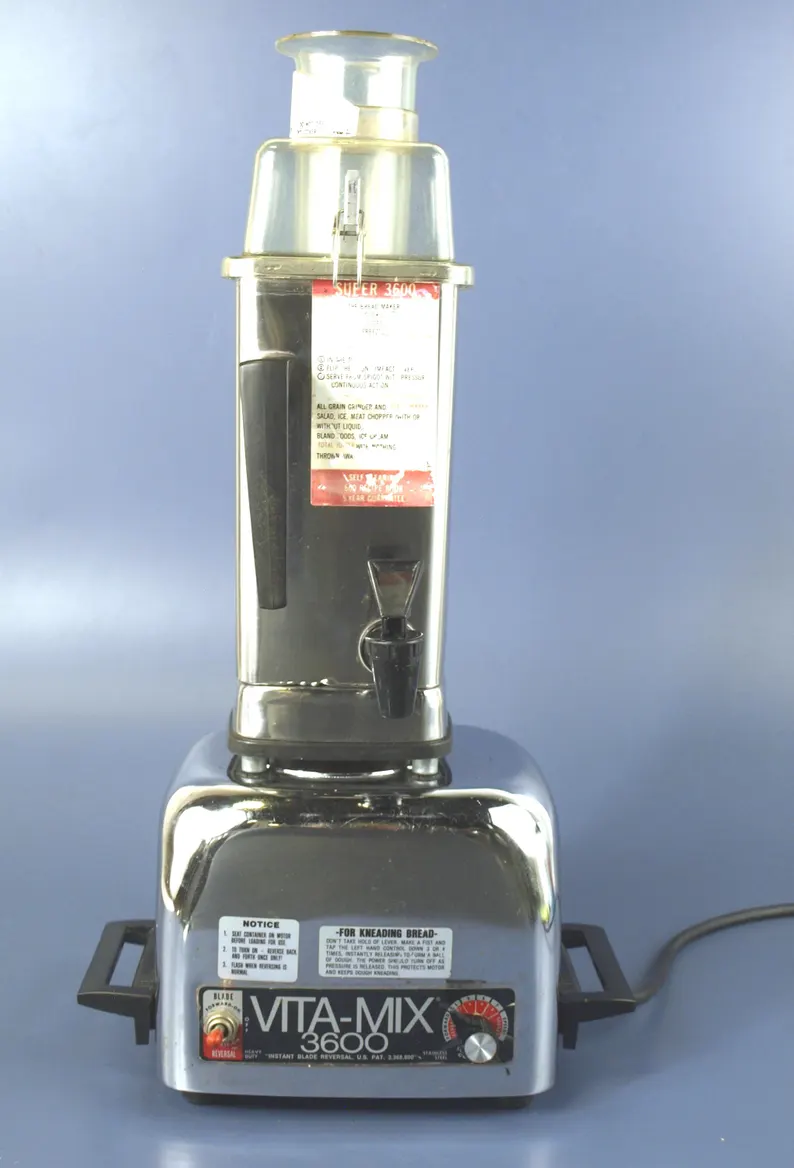 Vintage Vita-mix 3600 Stainless Steel Blender & Juicer w Reverse circa 1970's - 1980's USA - Works! 20.5" T x 11.5" W x 6.5" D